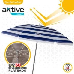 AKTIVE - Parasol Plage Avec Protection UV50, Anti-Vent, Ø 180 Cm -Le Surf Boutique aktive parasol plage avec protection uv50 anti vent o 180 cm 2