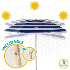 AKTIVE - Parasol Plage Avec Protection UV50, Anti-Vent, Ø 180 Cm -Le Surf Boutique aktive parasol plage avec protection uv50 anti vent o 180 cm 4