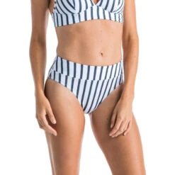 BAS DE MAILLOT DE BAIN DE SURF FEMME TAILLE HAUTE GAINANTE NORA MARIN BLANC GRIS