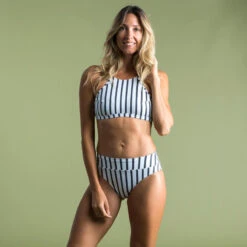 BAS DE MAILLOT DE BAIN DE SURF FEMME TAILLE HAUTE GAINANTE NORA MARIN BLANC GRIS -Le Surf Boutique bas de maillot de bain de surf femme taille haute gainante nora marin blanc gris 4