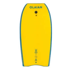 Bodyboard 100 Bleu Jaune Avec Leash Poignet -Le Surf Boutique bodyboard 100 bleu jaune avec leash poignet 3
