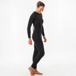 Combinaison SURF 100 Néoprène 4/3 Mm Femme Noir Back Zip -Le Surf Boutique combinaison surf 100 neoprene 43 mm femme noir back zip 1