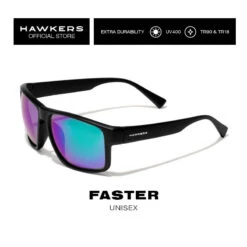 HAWKERS Lunettes De Soleil Pour Homme Et Femme FASTER Black Emerald -Le Surf Boutique lunettes de soleil pour homme et femme faster black emerald 4