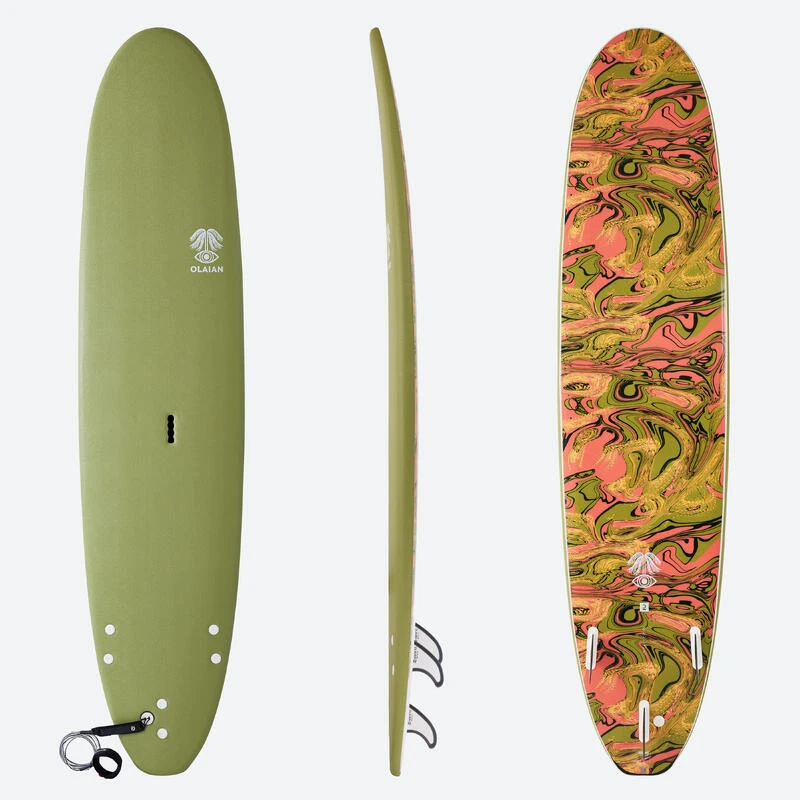 Planche De Surf Mousse 8'6" - 500 Kaki 3 Planche De Surf Mousse 8'6" - 500 Kaki
