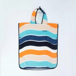 Poncho Surf Enfant 110 à 135 Cm - 500 Wavy Orange Bleu -Le Surf Boutique poncho surf enfant 110 a 135 cm 500 wavy orange bleu 5