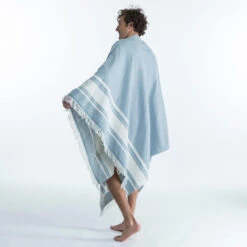 Serviette De Plage Poncho 190 X 190 Cm - Gris Bleu -Le Surf Boutique serviette de plage poncho 190 x 190 cm gris bleu 5