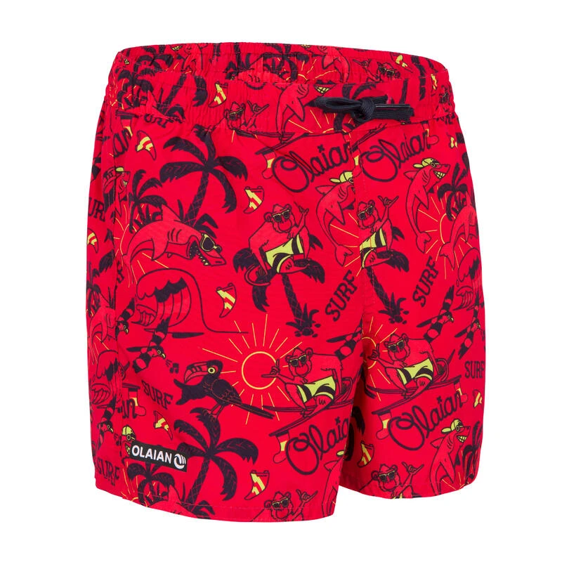 Short De Bain Garçon - 100 Happysurf Rouge 3 Short De Bain Garçon - 100 Happysurf Rouge