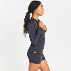 Tee Shirt Anti Uv Manches Longues Full Zip Femme - 500 Orane Noir -Le Surf Boutique tee shirt anti uv manches longues full zip femme 500 orane noir 2