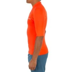 Tee Shirt Anti Uv Surf Top 100 Manches Courtes Homme Orange Fluo -Le Surf Boutique tee shirt anti uv surf top 100 manches courtes homme orange fluo 1